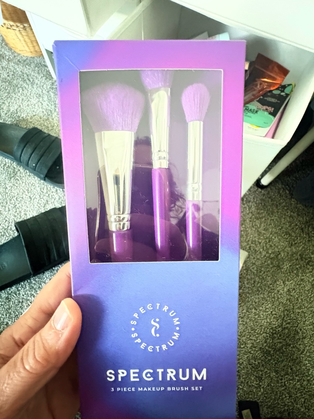 3-Piece Purple Makeup Brush Set - Soft Synthetic Bristles